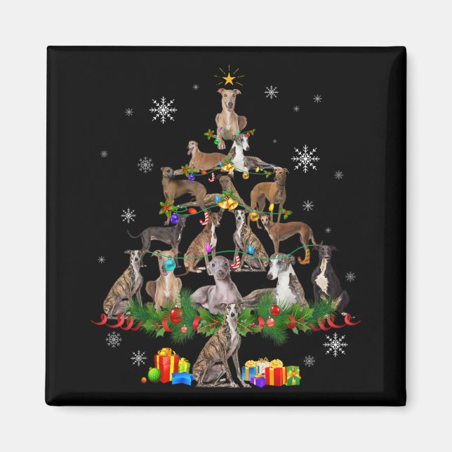 Ghound Christmas Tree Lights Funny Dog Xmas Gif T  Magnet (Front)