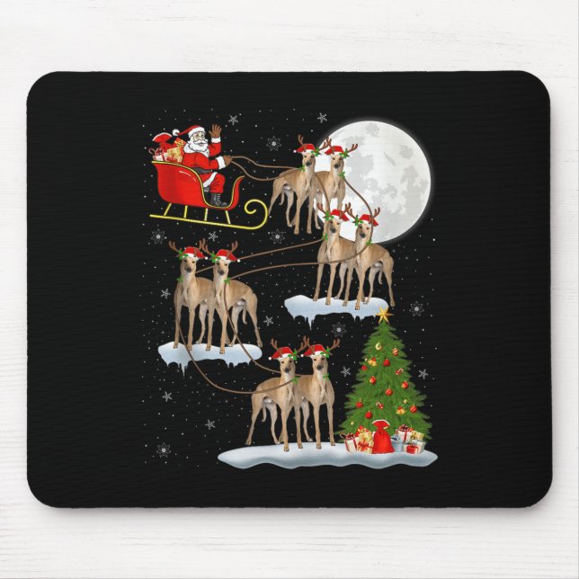 Ghound Dog Santa Sleigh Flying Funny Magical Chris Mouse Mat (Front)