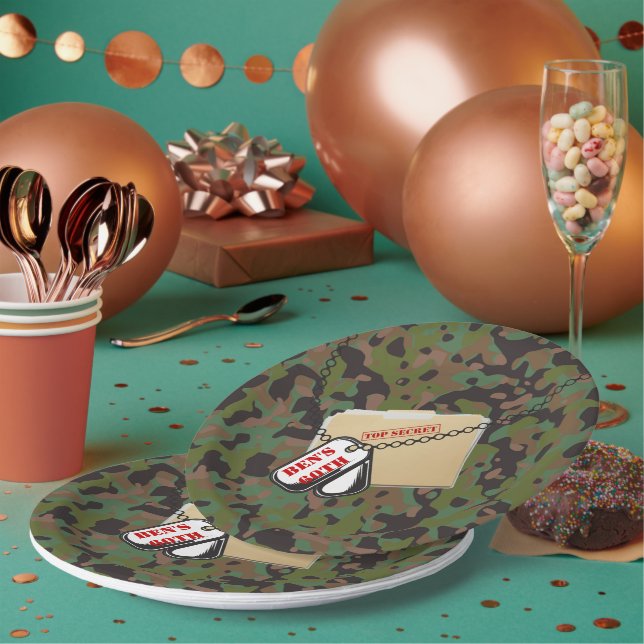 GI Camouflage Top Secret Soldier Party Plates (Multi)