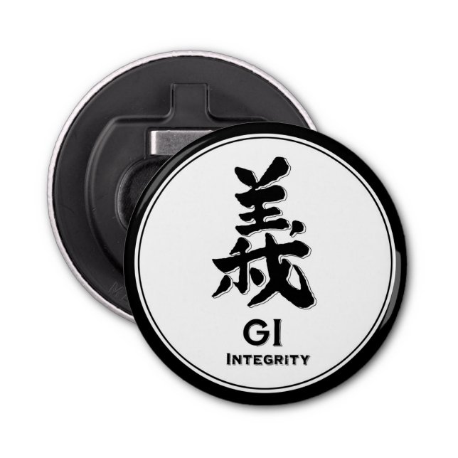 GI integrity bushido virtue samurai kanji tattoo Bottle Opener (Front)