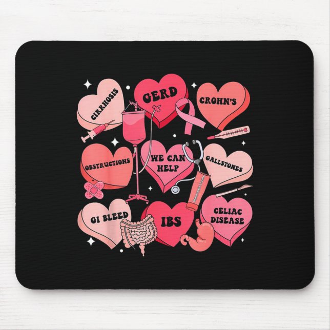 Gi Nurse Valentine Hearts Candy Gastroenterology E Mouse Mat (Front)