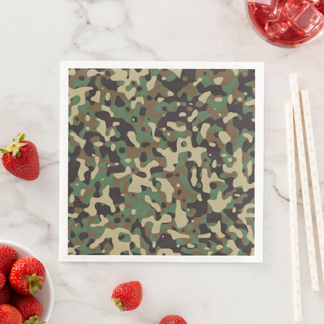 GI Soldier Camouflage Military Celebration Party Napkin (Insitu)