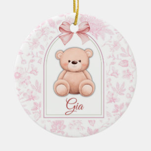 Gia   Custom Pink Teddy Bear Nursery Design  Ceramic Tree Decoration
