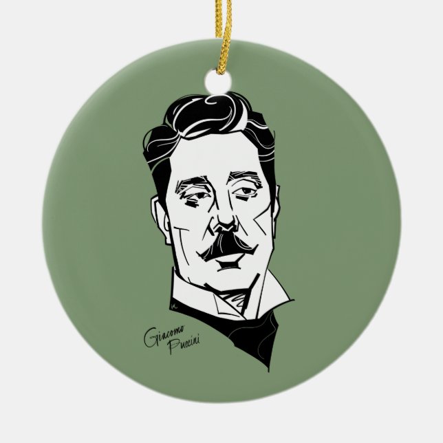 Giacomo Puccini Ceramic Tree Decoration (Front)
