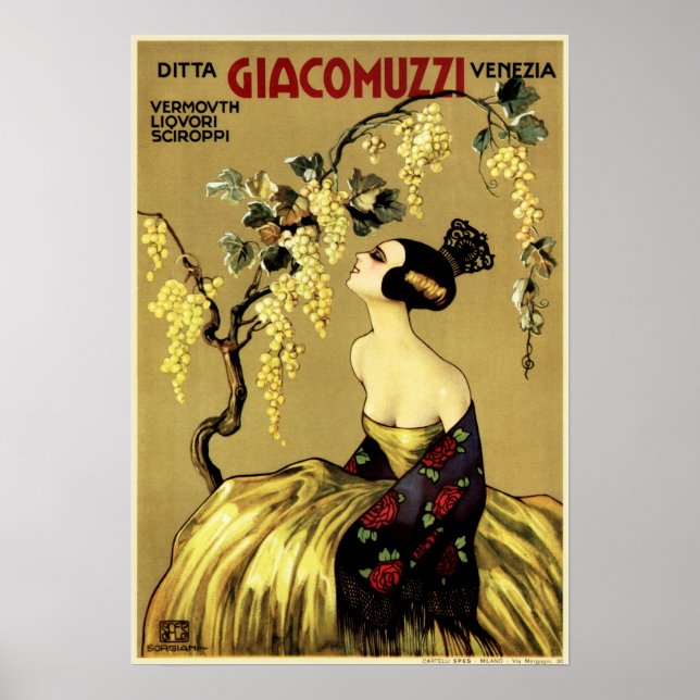 GIACOMUZZI Liqueur Syrup Aperitif Vintage Italian Poster (Front)