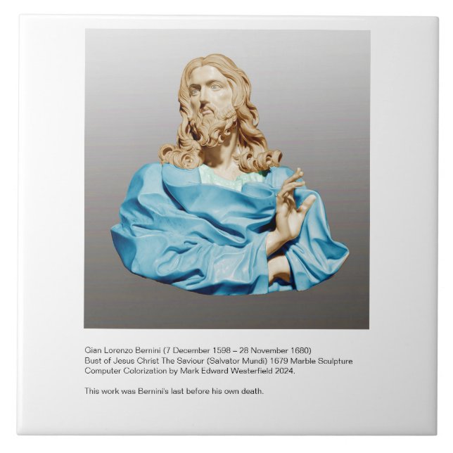 Gian Lorenzo Bernini Bust of Christ 1679  Tile (Front)