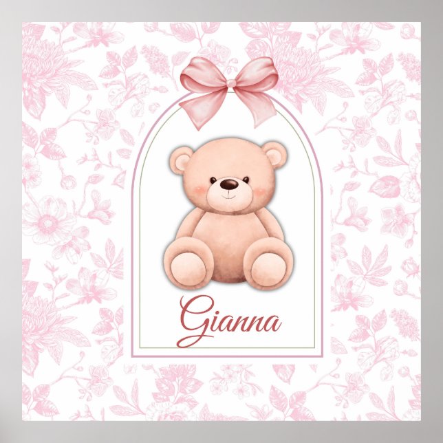 Gianna | Custom Pink Teddy Bear Nursery Design  Poster (Front)