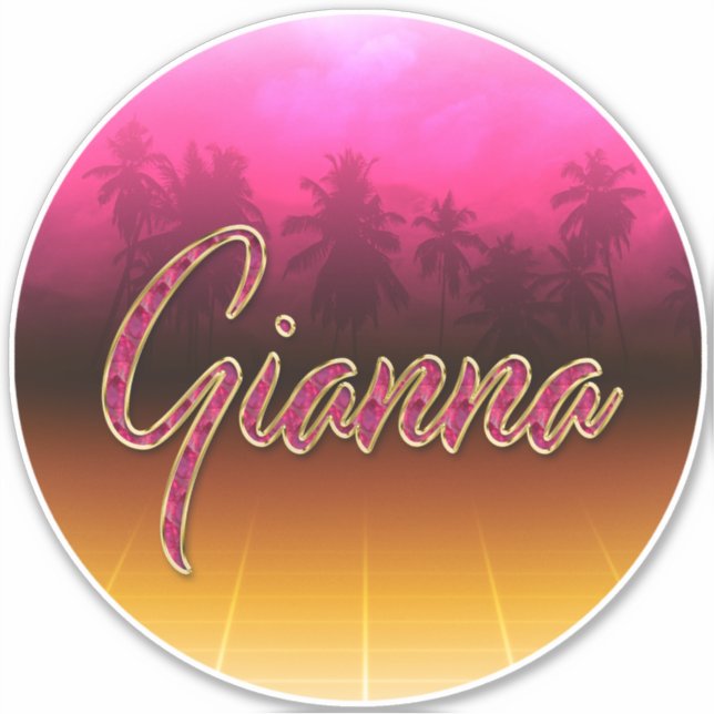 Gianna First Name Golden pink Sticker (Front)