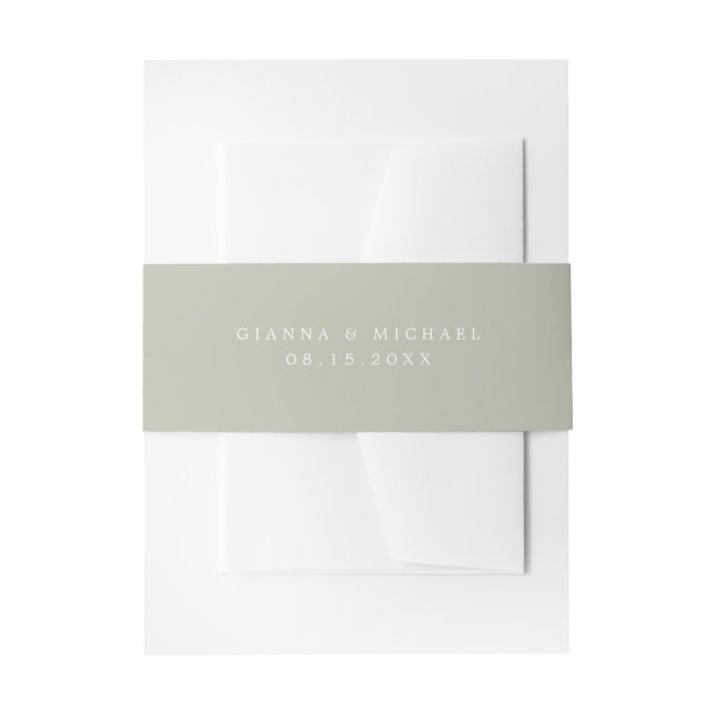 GIANNA Minimalist Earth Tone Sage Green Wedding Invitation Belly Band (Front Example)