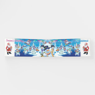 Giant 2.5' x 12' Christmas vinyl Banner Snow scene