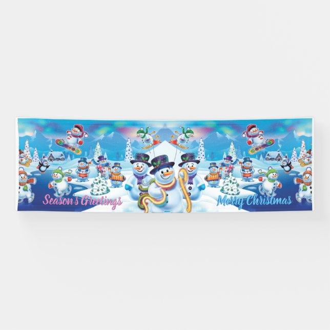 Giant  2.5' x 8' Christmas vinyl Banner Snow scene (Horizontal)