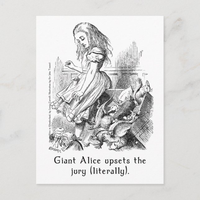Giant Alice Upsets the Jury (Literally) Postcard (Front)