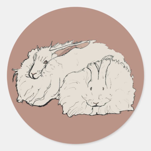 Giant Angora Rabbits Classic Round Sticker (Front)