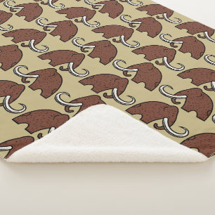Giant Animals: Cartoon of Extinct Mammoths Sherpa Blanket