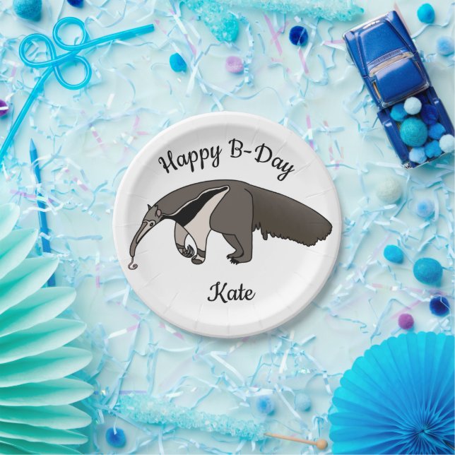 Giant Anteater Happy Birthday Paper Plate (Party)