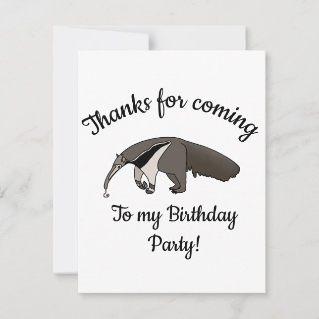 Giant Anteater Happy Birthday Thank You Card (Front)