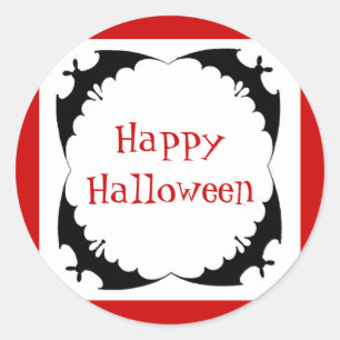 Giant Bats Happy Halloween Classic Round Sticker