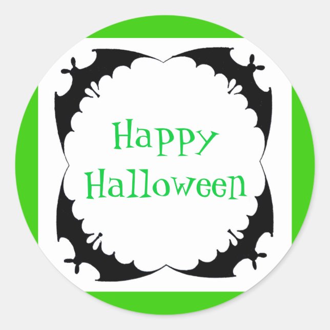 Giant Bats Happy Halloween Classic Round Sticker (Front)