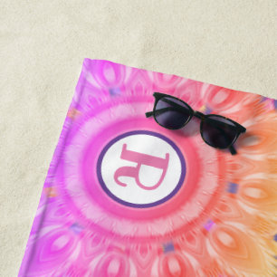Giant beach towel 70x30 in psychedelic pattern