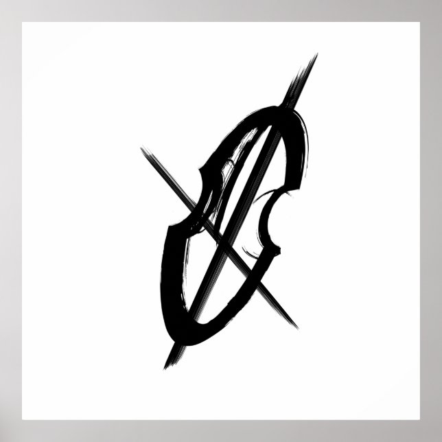 Giant Black White Cello Music Musician Drawing Poster (Front)