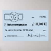 Giant Blank Check for Sweepstakes, Awards, Charity