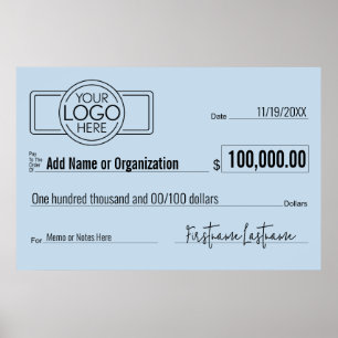 Giant Blank Check for Sweepstakes, Awards, Charity Poster