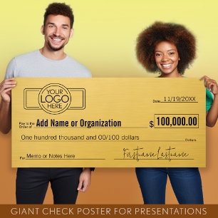 Giant Blank Check for Sweepstakes, Awards, Charity Poster