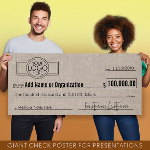 Giant Blank Check for Sweepstakes, Awards, Charity Poster
