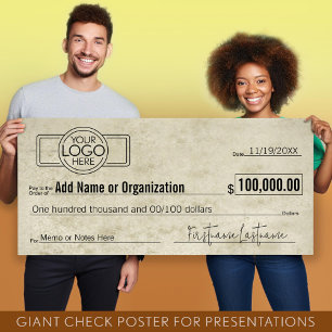 Giant Blank Check for Sweepstakes, Awards, Charity Poster