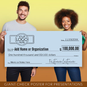 Giant Blank Check for Sweepstakes, Awards, Charity Poster