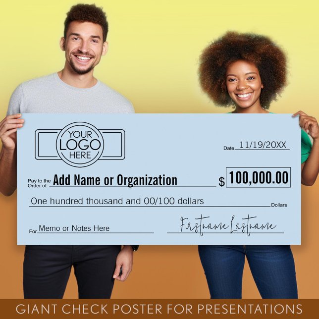 Giant Blank Check for Sweepstakes, Awards, Charity Poster (Giant Check for Presentations)