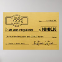 Giant Blank Check for Sweepstakes, Awards, Charity