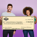 Giant Blank Check for Sweepstakes & Awards Poster<br><div class="desc">(CHECK ACCOUNT NUMBERS ARE FALSE)  1) Upload your logo (USE A .PNG FILE). 2) Fill in all of the text information. 3) Choose a poster size and stock.</div>