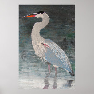 Giant blue heron poster