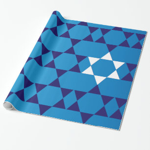 Giant Blue Jewish Stars Wrapping Paper