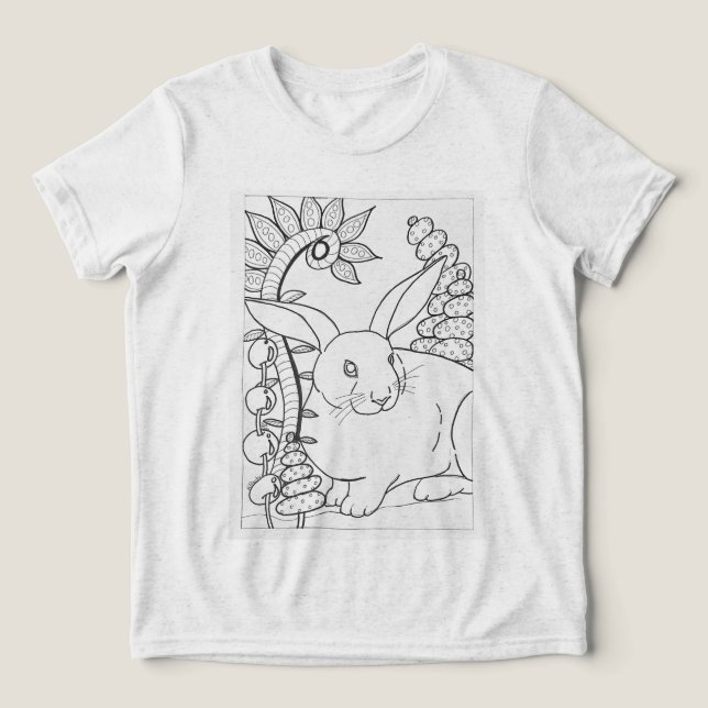 Giant bunny rabbit to colour Tri-Blend shirt (Design Front)