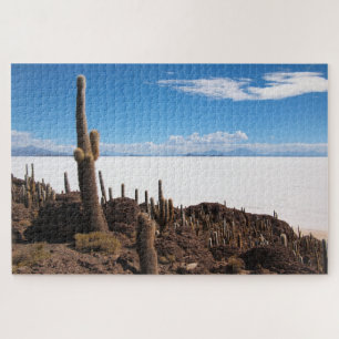 Giant cactus at the Salar de Uyuni in Bolivia Jigsaw Puzzle