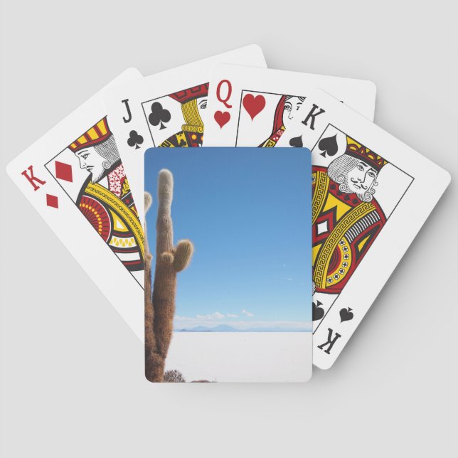Giant cactus on the Salar de Uyuni deck Playing Cards (Back)