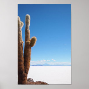 Giant cactus on the Salar de Uyuni poster