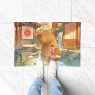 Giant Capybara – Hot Spring Illustration Doormat
