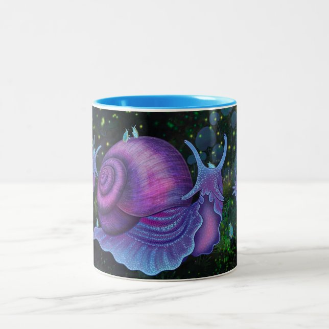 Giant Carnivorous Snails and Springtails Two-Tone Coffee Mug (Center)