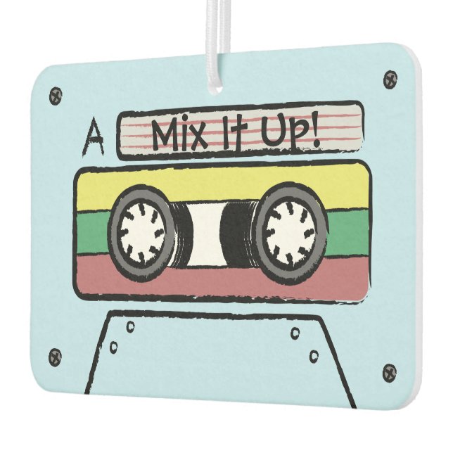 Giant Cartoon Hand Drawn Cassette Tape (A&B -Blue) Car Air Freshener (Left)