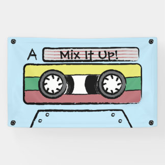 Giant Cartoon Hand Drawn Cassette Tape (Blue) Banner