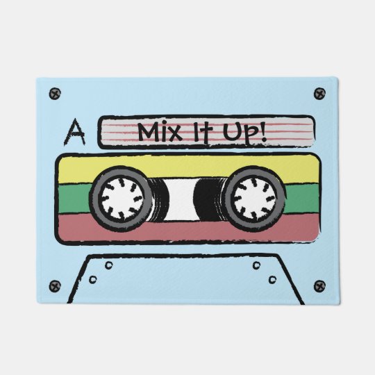 Giant Cartoon Hand Drawn Cassette Tape Blue Doormat Zazzle Co Uk