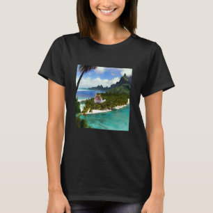 Giant Cat On A Tropical Island Cat T-Shirt
