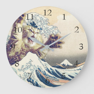 Giant Cat Wave – The Great Wave off Kanagawa       Large Clock