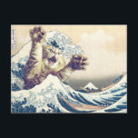 Giant Cat Wave – The Great Wave off Kanagawa Postcard<br><div class="desc">Giant Cat Wave – The Great Wave off Kanagawa
cat wave funny surreal,
kanagawa japan parody art,
meme giant creature vintage,
ocean storm boat retro,
humour kitten furry tsunami,
paws splash traditional sea,
scary adorable illustration print,
classic iconic monster,
painting creative digital design,
popculture fur fantasy cat , </div>