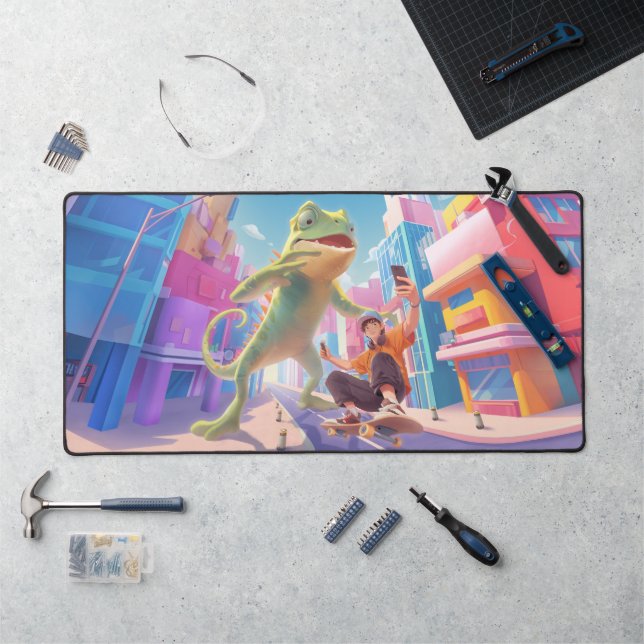 Giant Chameleon – City Illustration Desk Mat (Workstation)