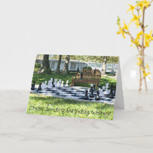 Giant Chess Game in Park Fun Pun Birthday Card