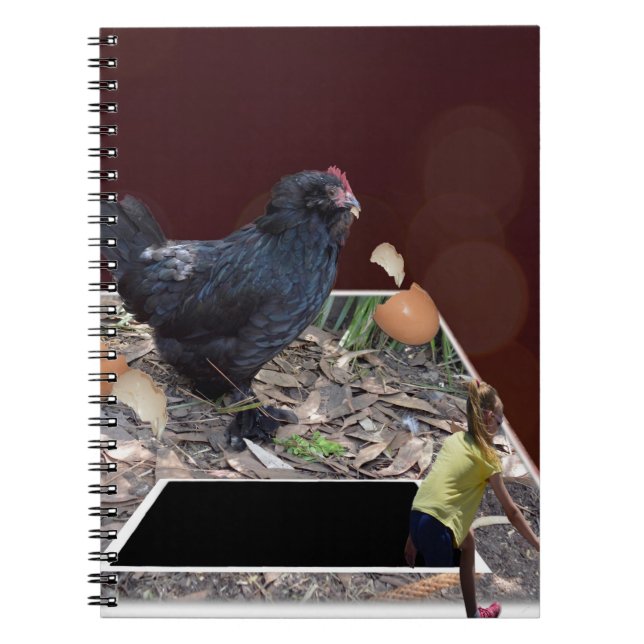 Giant Chicken Eating The Eggs Popout Art, Notebook (Front)
